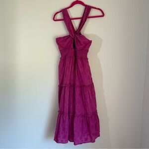 Vici Pink Tiered Halter Keyhole Front Midi Dress Small